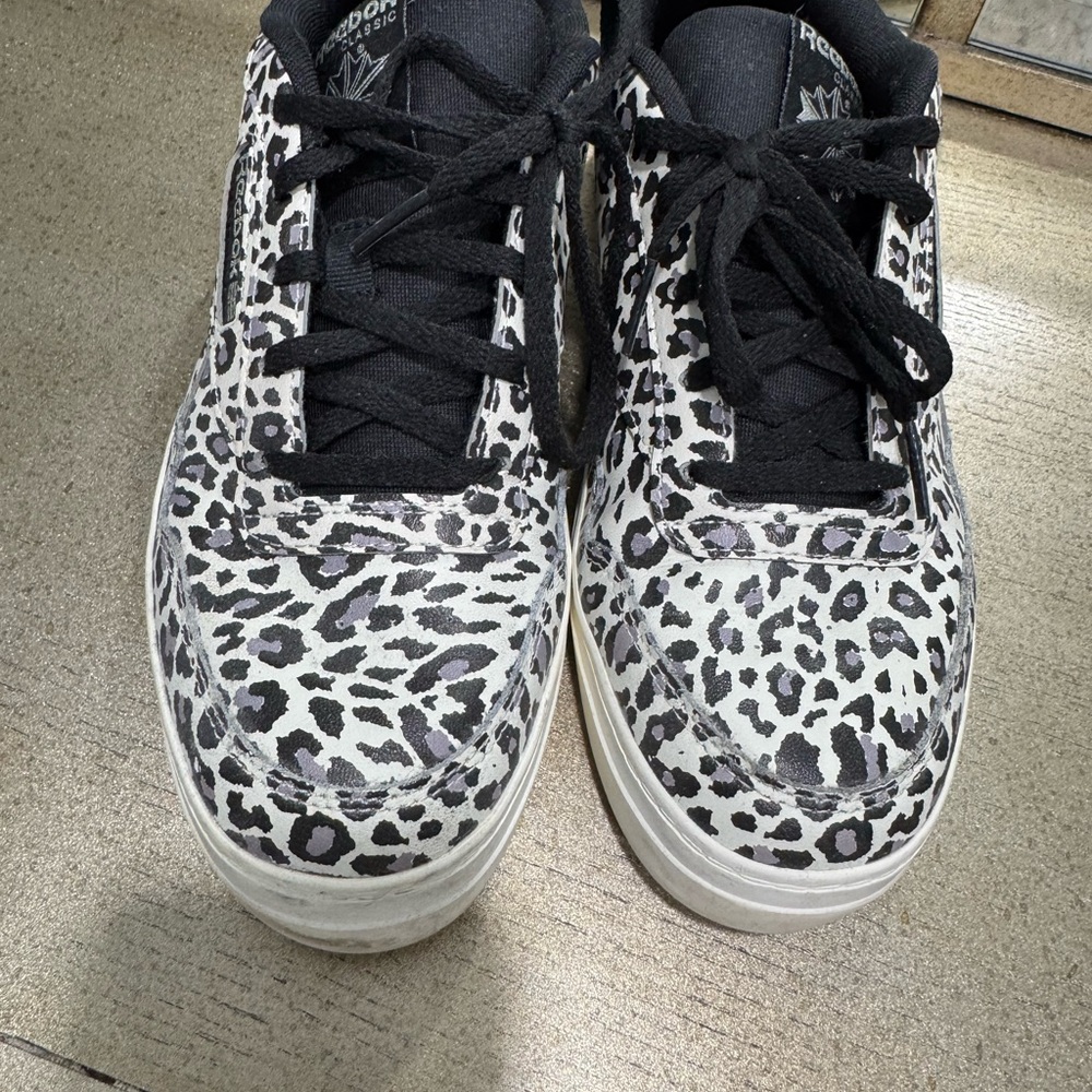 Reebok Classic Black and Leopard Sneakers